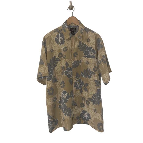 Alpine Top Men Hawaiian Print Button Up Shirt Size Large Vacation Beach - Picture 1 of 6